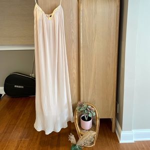 Blaque Label pleated blush strapless maxi dress size medium, built in underwire